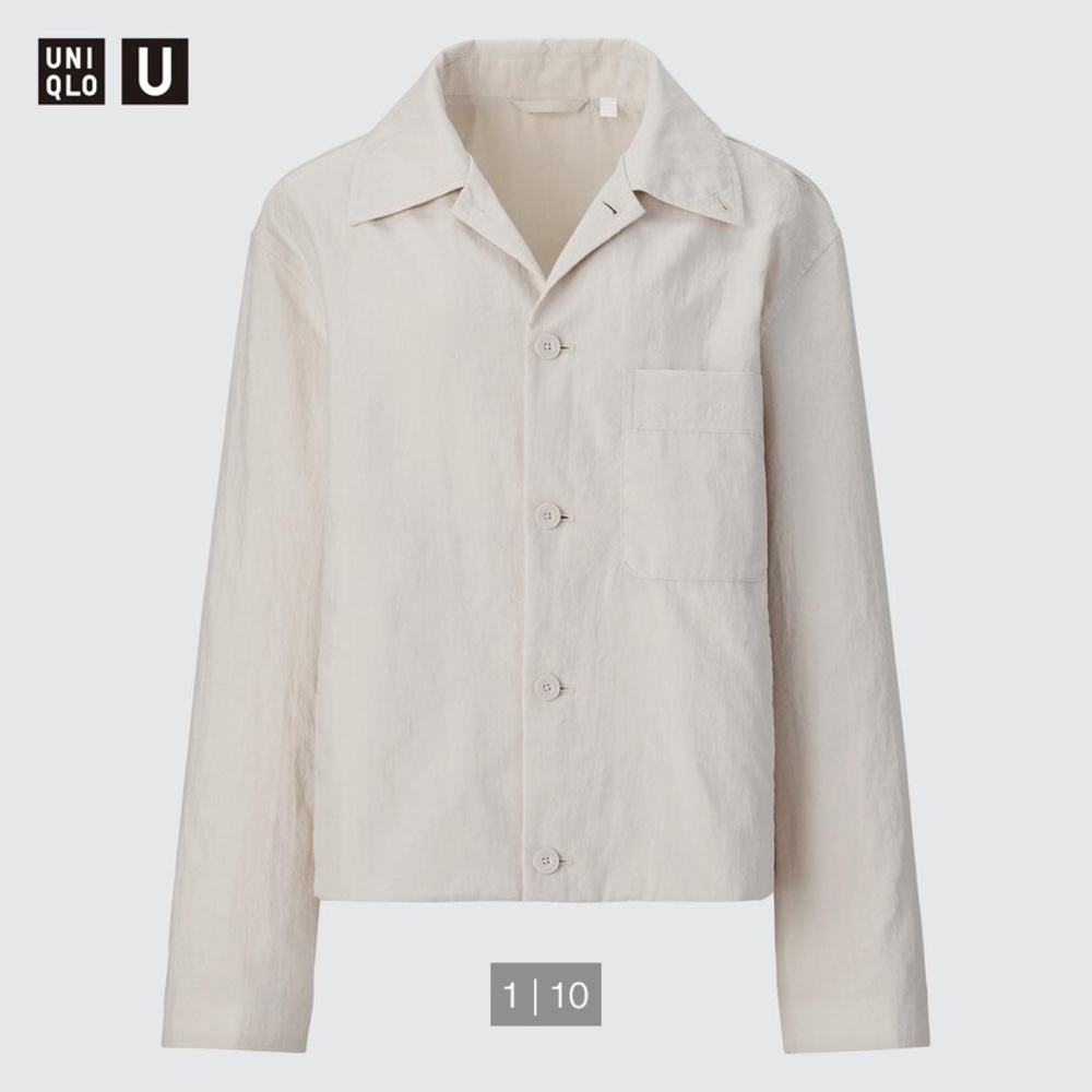 UNIQLO U NYLON SHIRT JACKET NATURAL SIZE SMALL